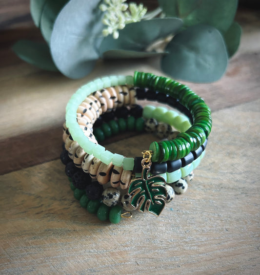 Go Green Memory Wire Wrap Bracelet