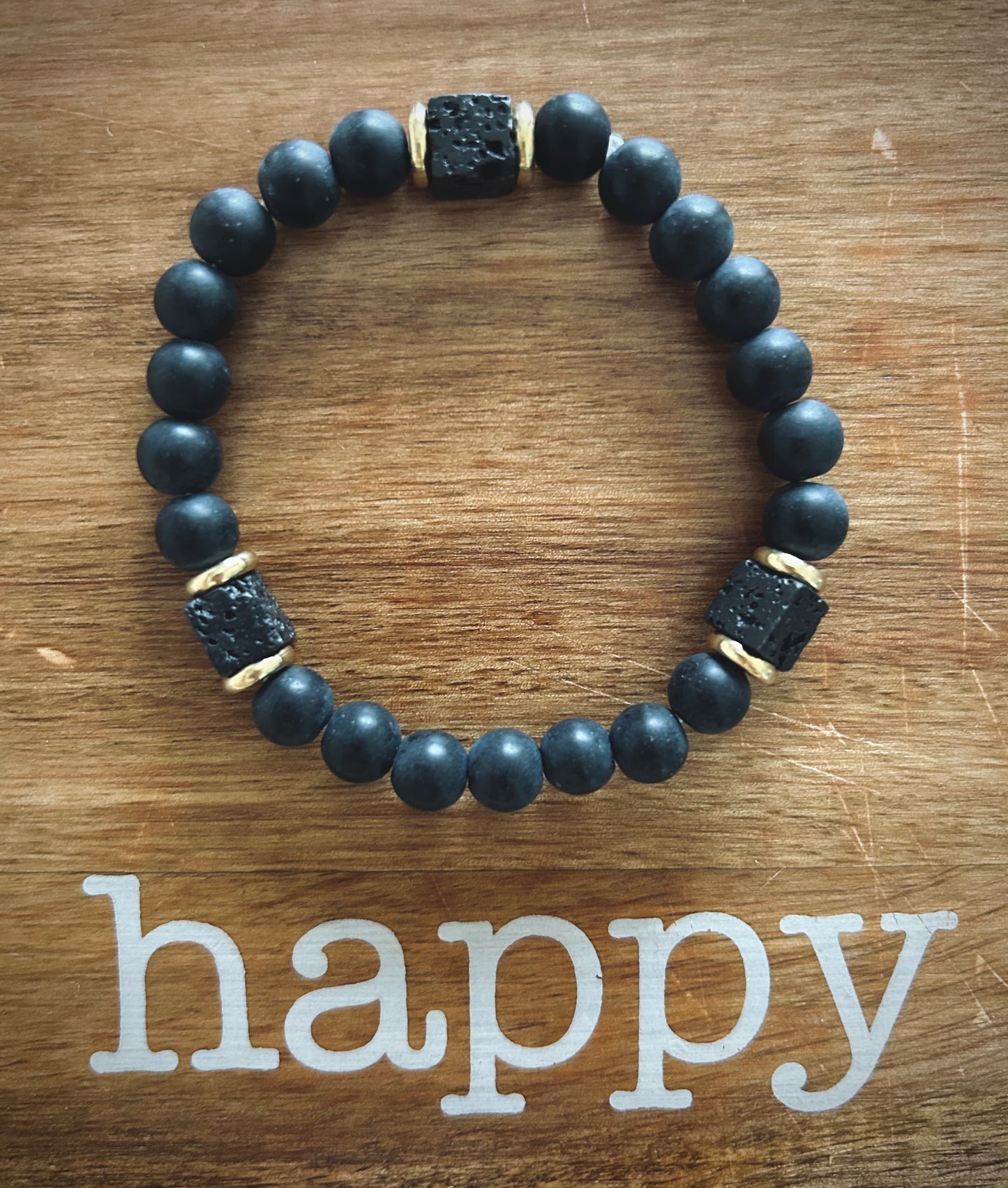 Men’s Black and Charcoal Stretch Bracelet