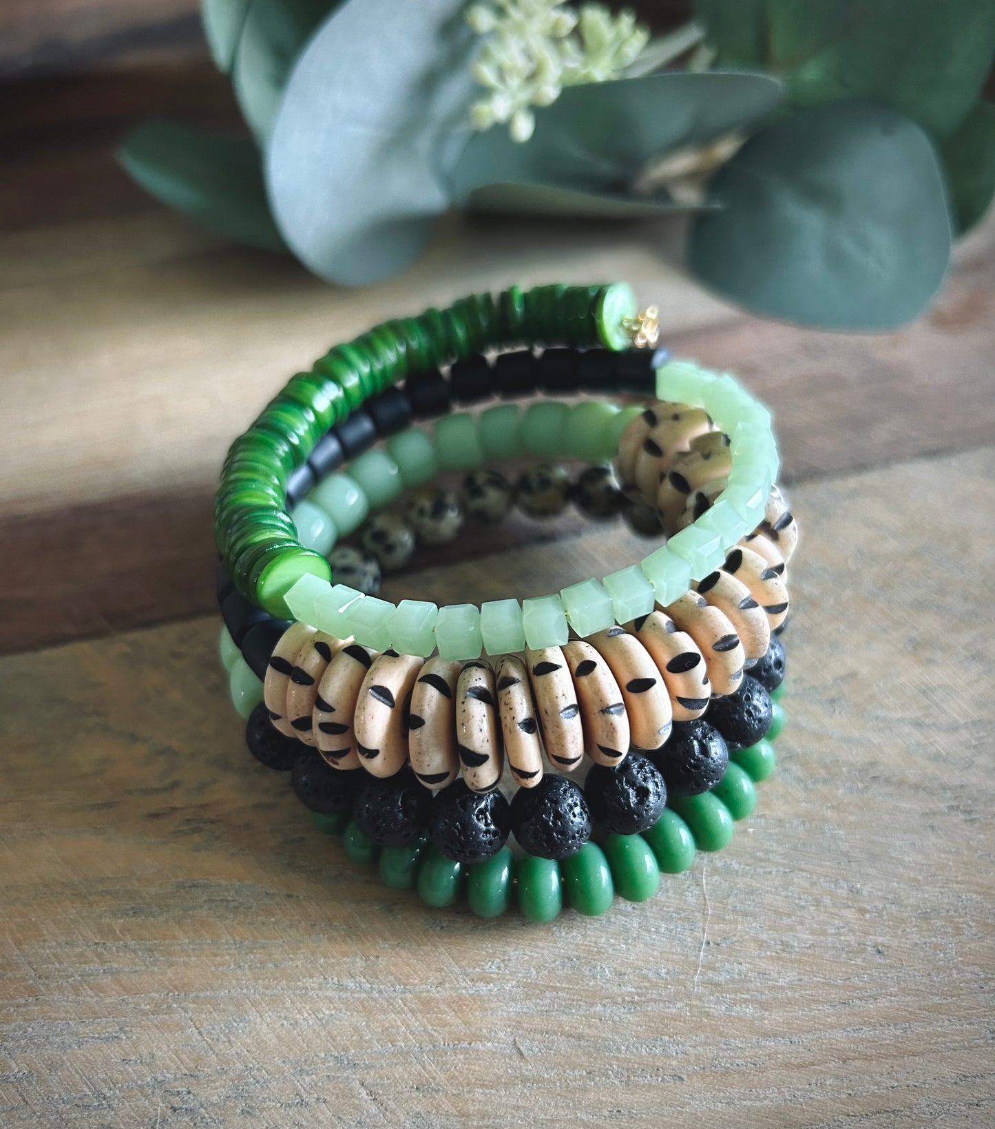 Go Green Memory Wire Wrap Bracelet