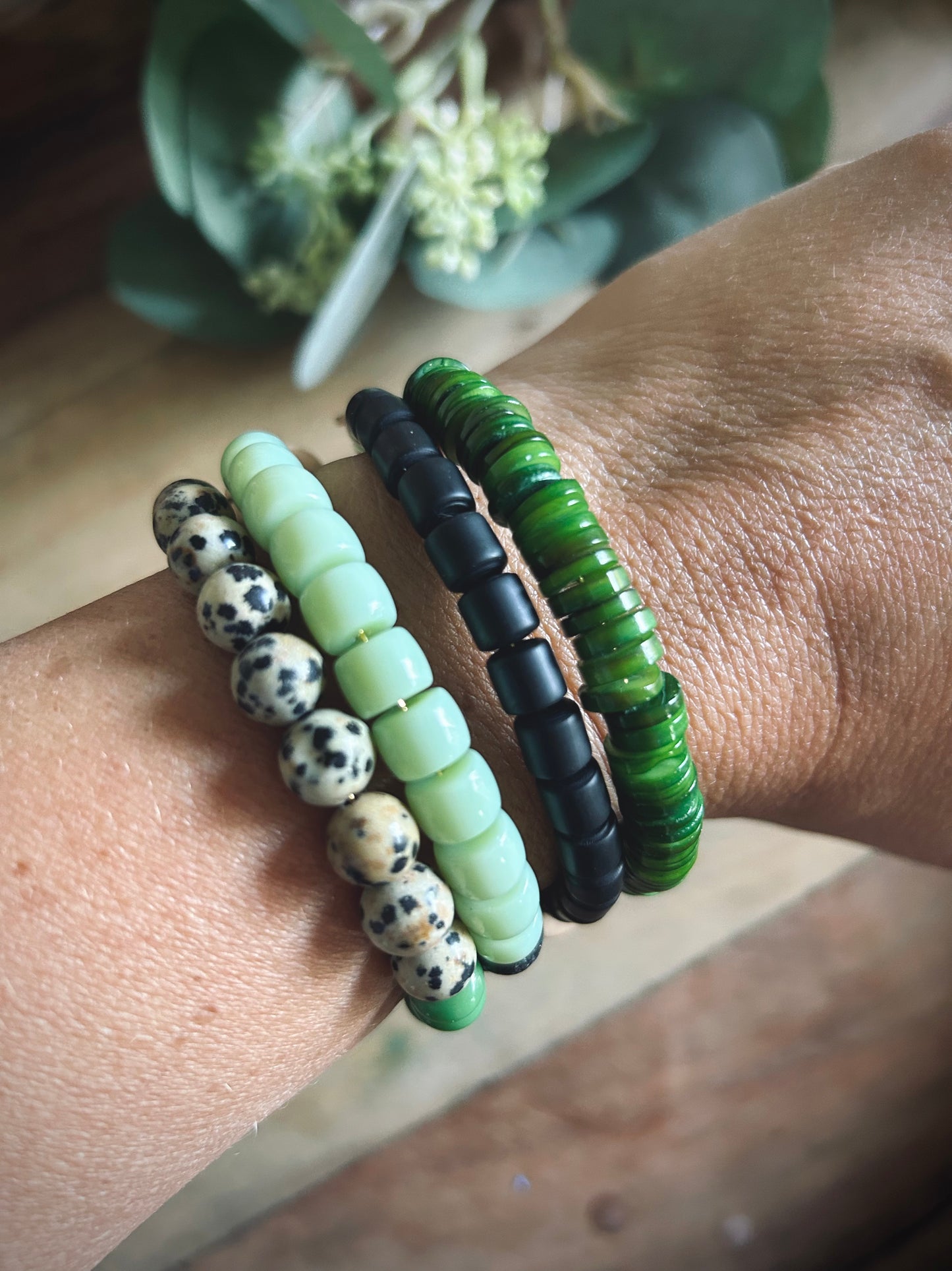 Go Green Memory Wire Wrap Bracelet