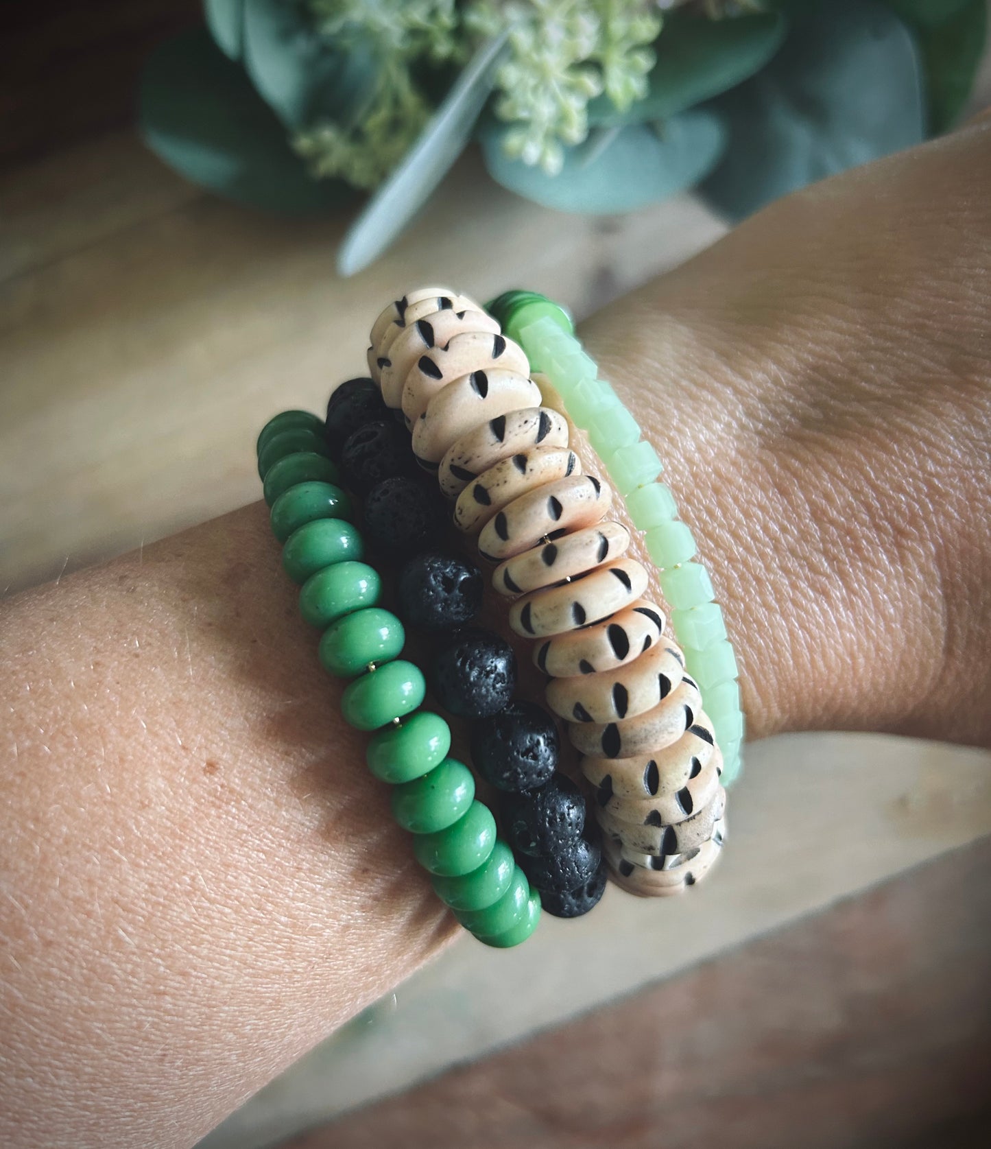 Go Green Memory Wire Wrap Bracelet