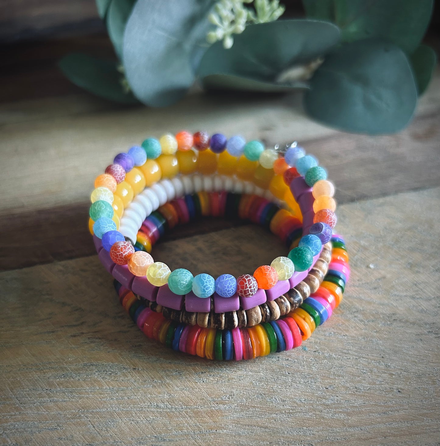 Taste the Rainbow Memory Wire Wrap Bracelet