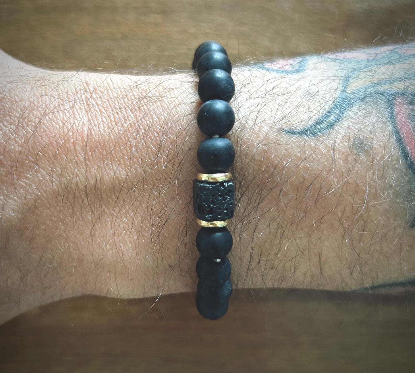 Men’s Black and Charcoal Stretch Bracelet