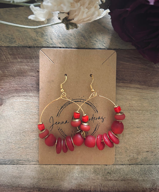 Red Hoop Earrings (Lg)