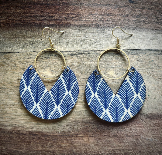 Blue Leaf Statement Earrings